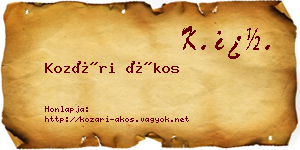 Kozári Ákos névjegykártya